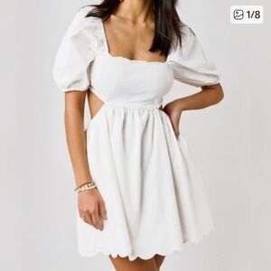 Mable Chic White Puff Sleeve Mini Dress NWT!